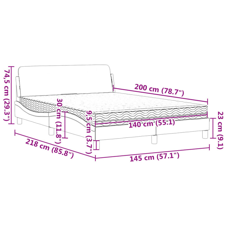 Bed met matras fluweel zwart 140x200 cm