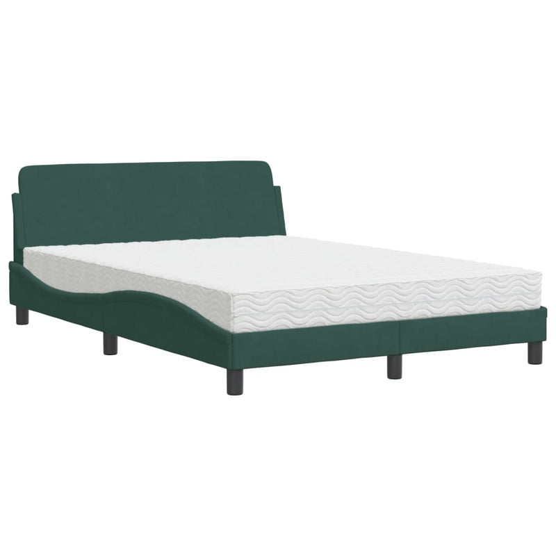 Bed met matras fluweel donkergroen 140x200 cm