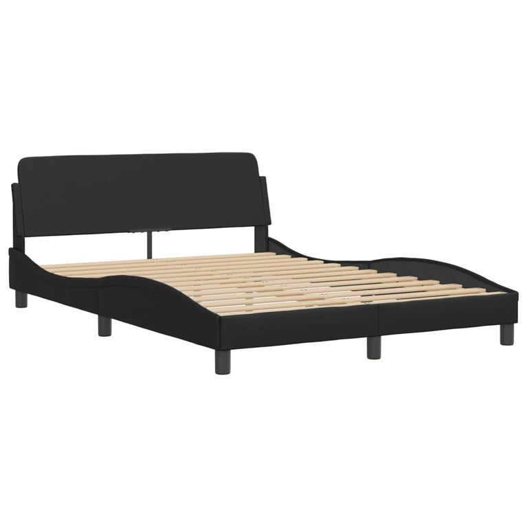 Bed met matras kunstleer zwart 140x200 cm