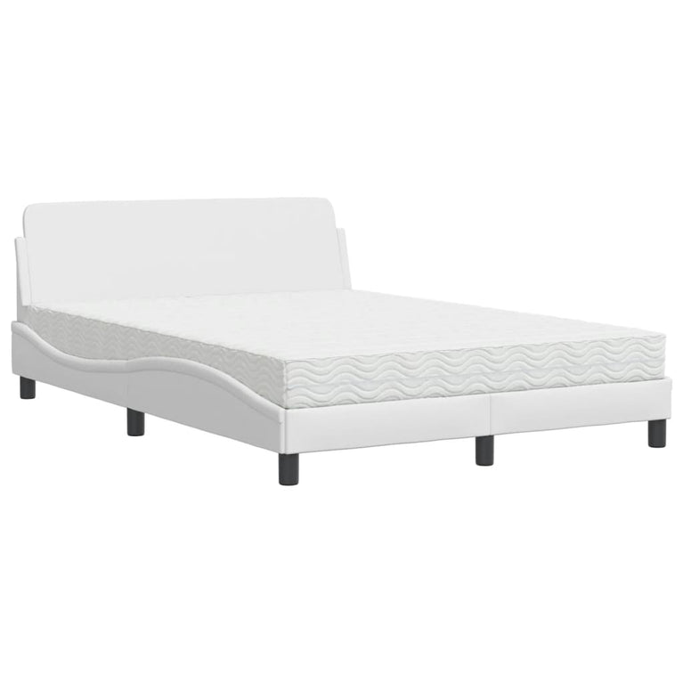 Bed met matras kunstleer wit 140x200 cm