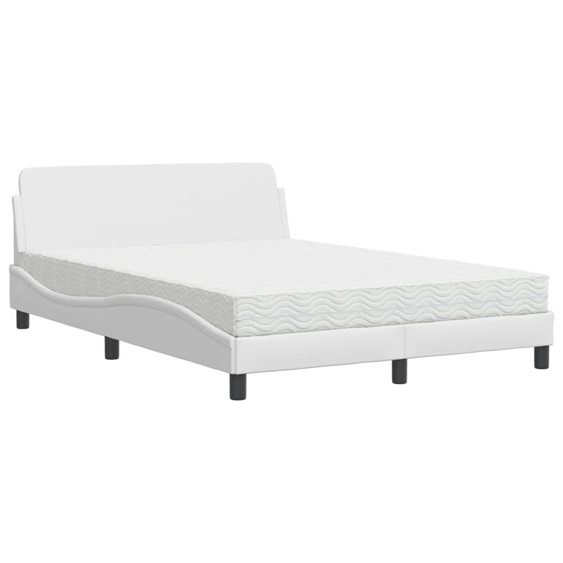 Bed met matras kunstleer wit 140x200 cm