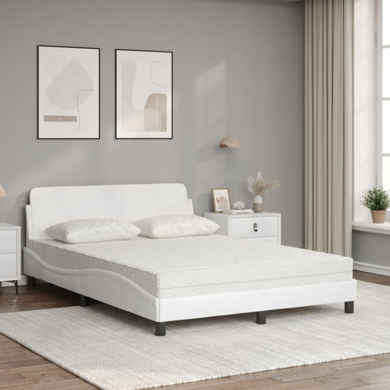 Bed met matras kunstleer wit 140x200 cm