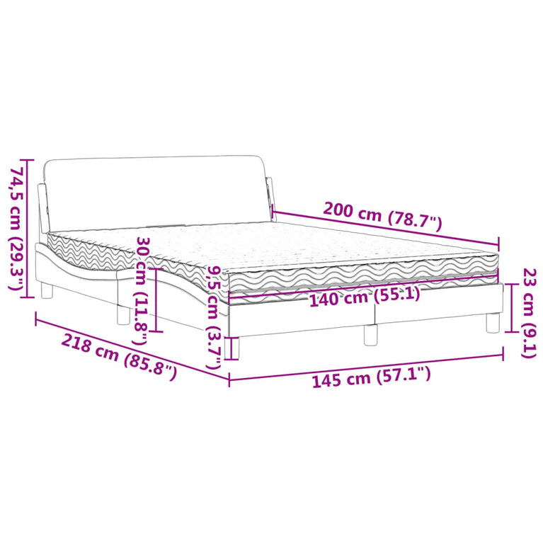 Bed met matras kunstleer cappuccinokleurig 140x200 cm