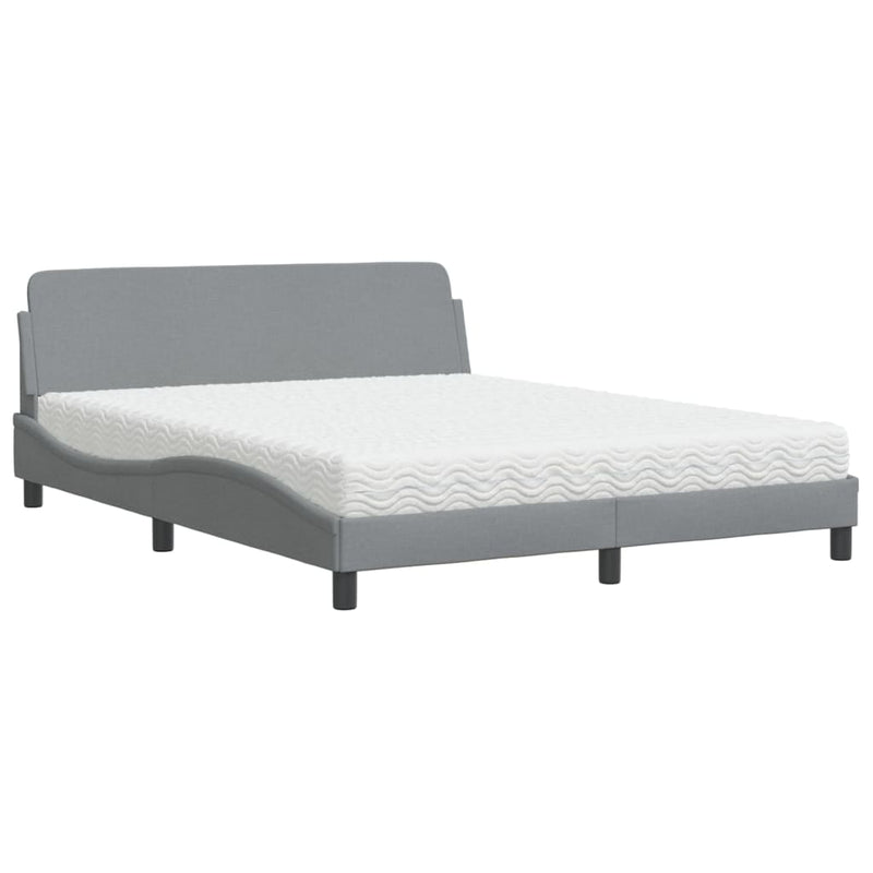 Bed met matras stof lichtgrijs 160x200 cm