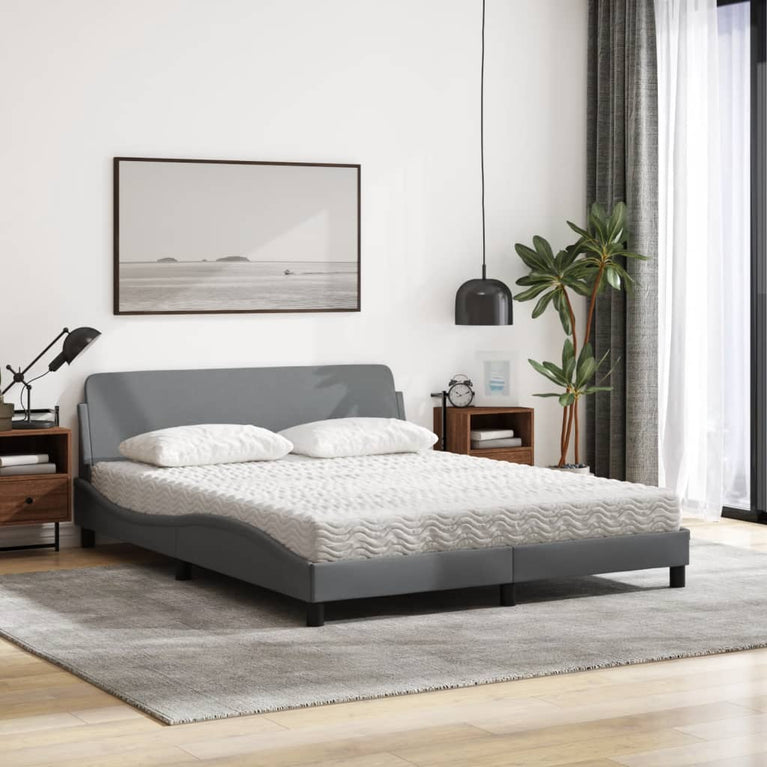 Bed met matras stof lichtgrijs 160x200 cm