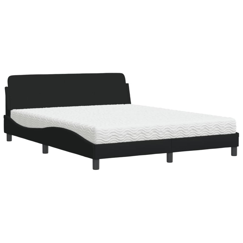 Bed met matras stof zwart 160x200 cm