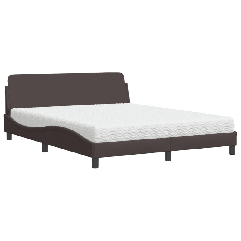 Bed met matras stof donkerbruin 160x200 cm
