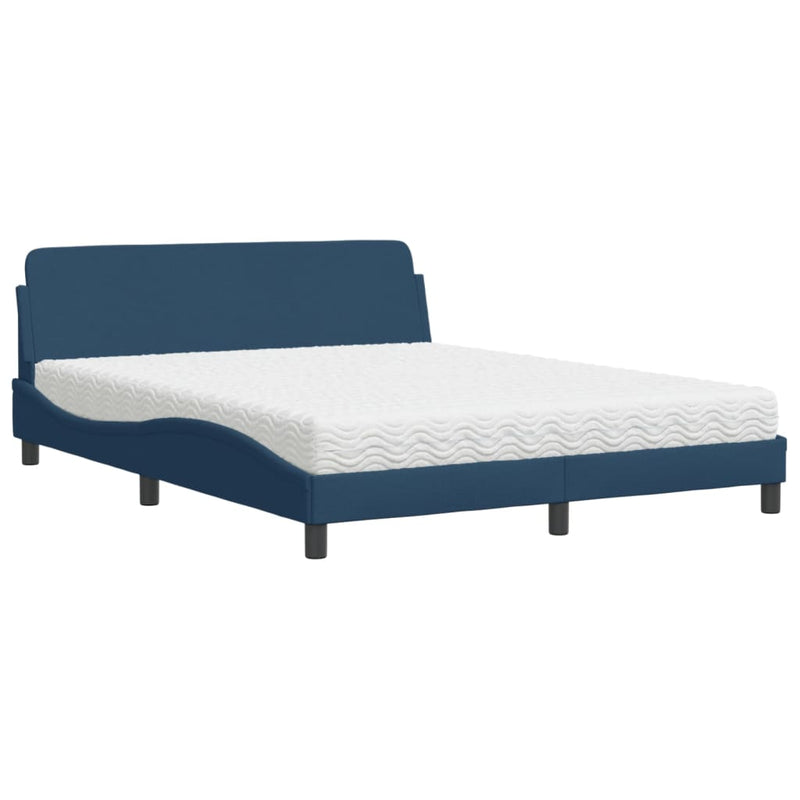 Bed met matras stof blauw 160x200 cm