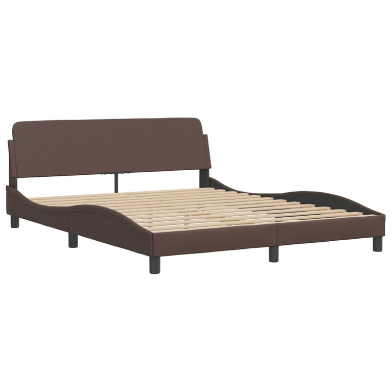 Bed met matras kunstleer bruin 160x200 cm