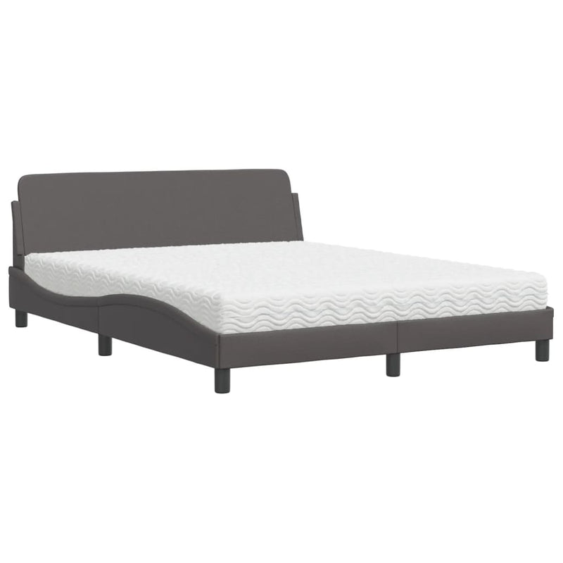 Bed met matras kunstleer grijs 160x200 cm