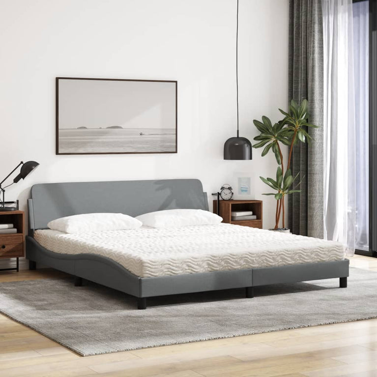 Bed met matras stof lichtgrijs 180x200 cm