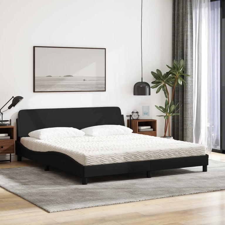 Bed met matras stof zwart 180x200 cm
