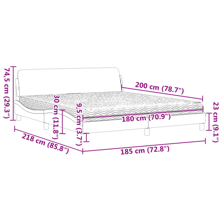 Bed met matras stof zwart 180x200 cm