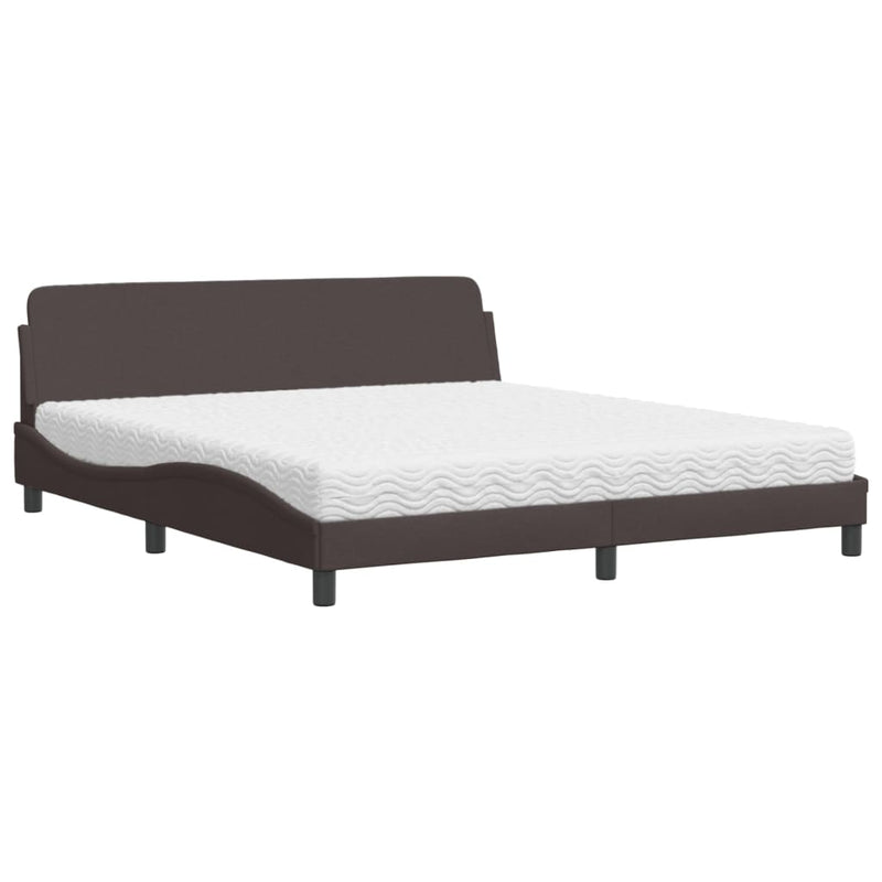 Bed met matras stof donkerbruin 180x200 cm