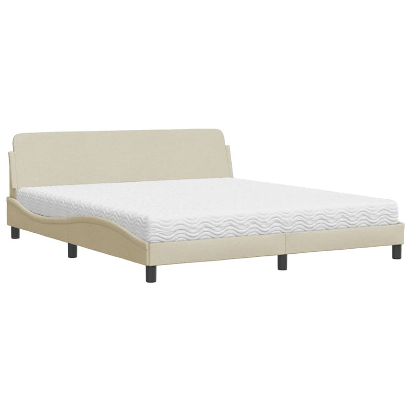 Bed met matras stof crèmekleurig 180x200 cm