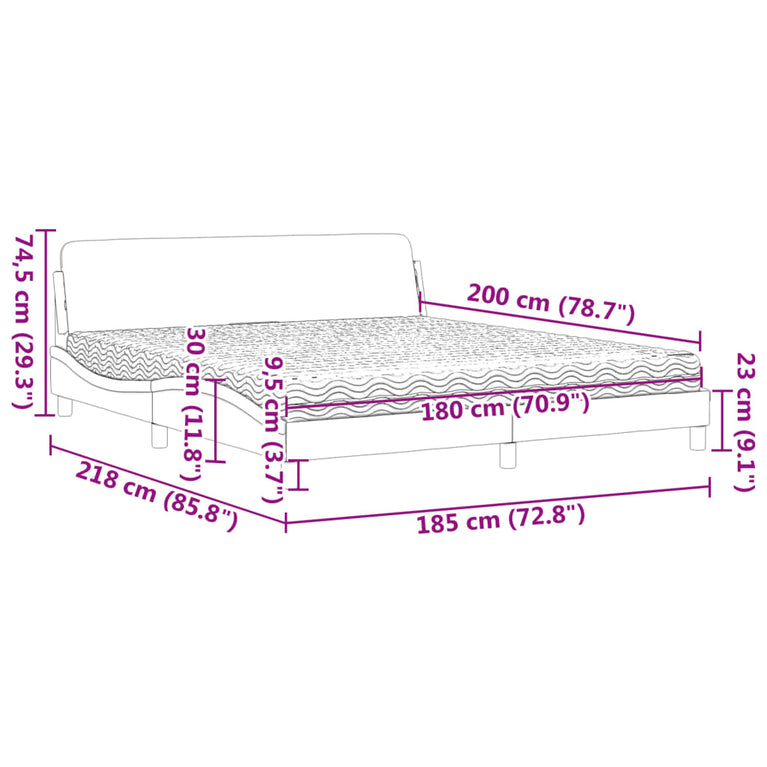 Bed met matras stof blauw 180x200 cm