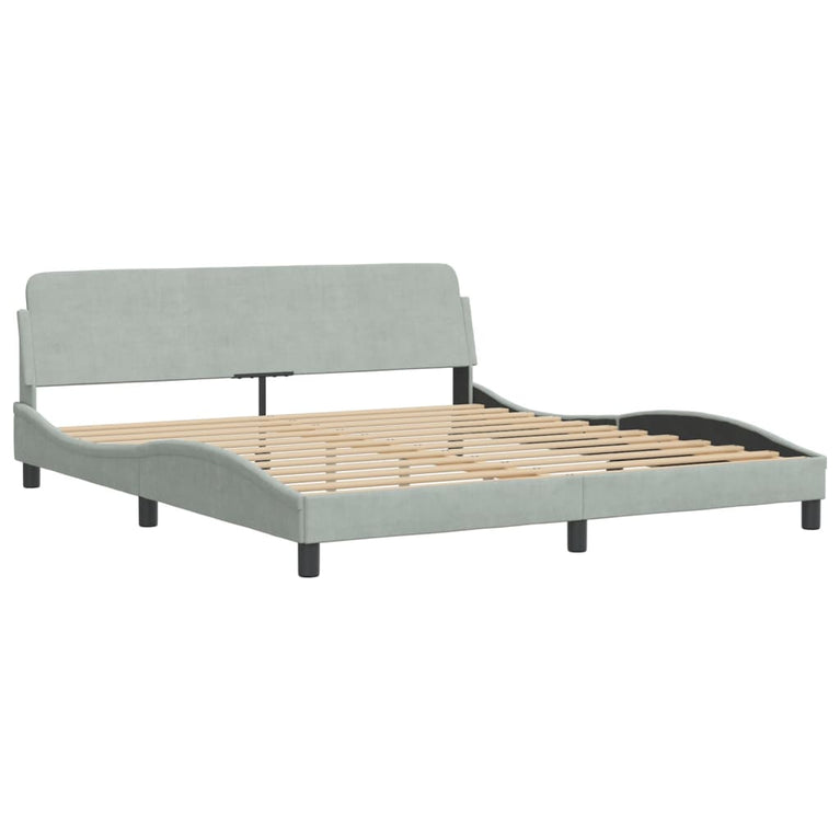 Bed met matras fluweel lichtgrijs 180x200 cm