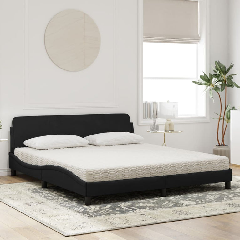 Bed met matras fluweel zwart 180x200 cm