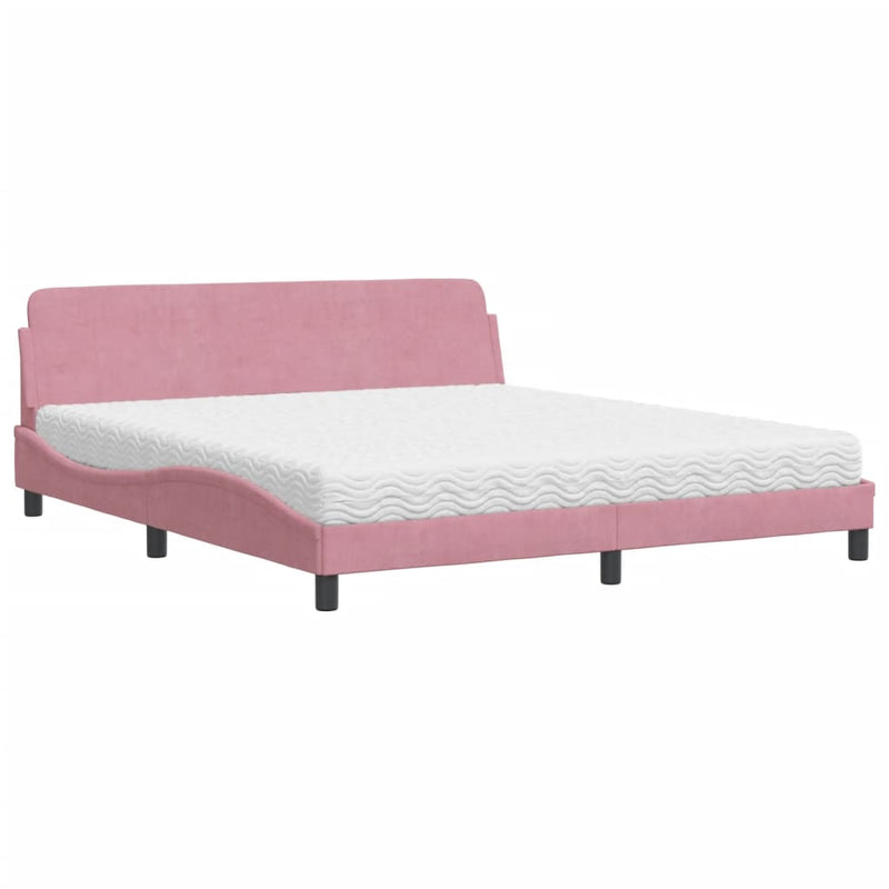 Bed met matras fluweel roze 180x200 cm