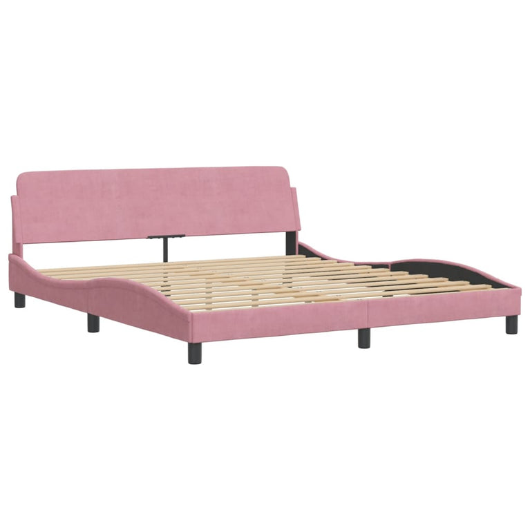 Bed met matras fluweel roze 180x200 cm