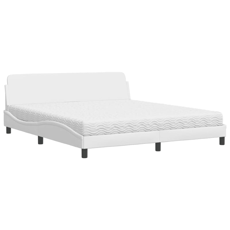 Bed met matras kunstleer wit 180x200 cm