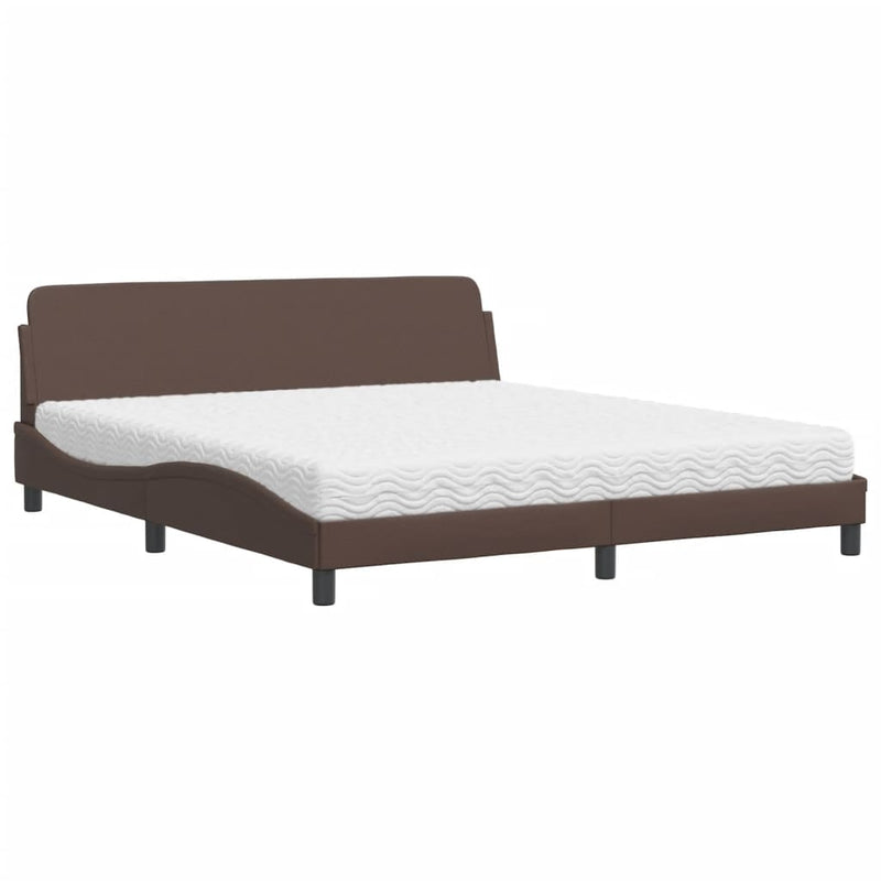 Bed met matras kunstleer bruin 180x200 cm