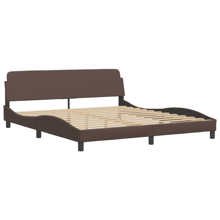 Bed met matras kunstleer bruin 180x200 cm