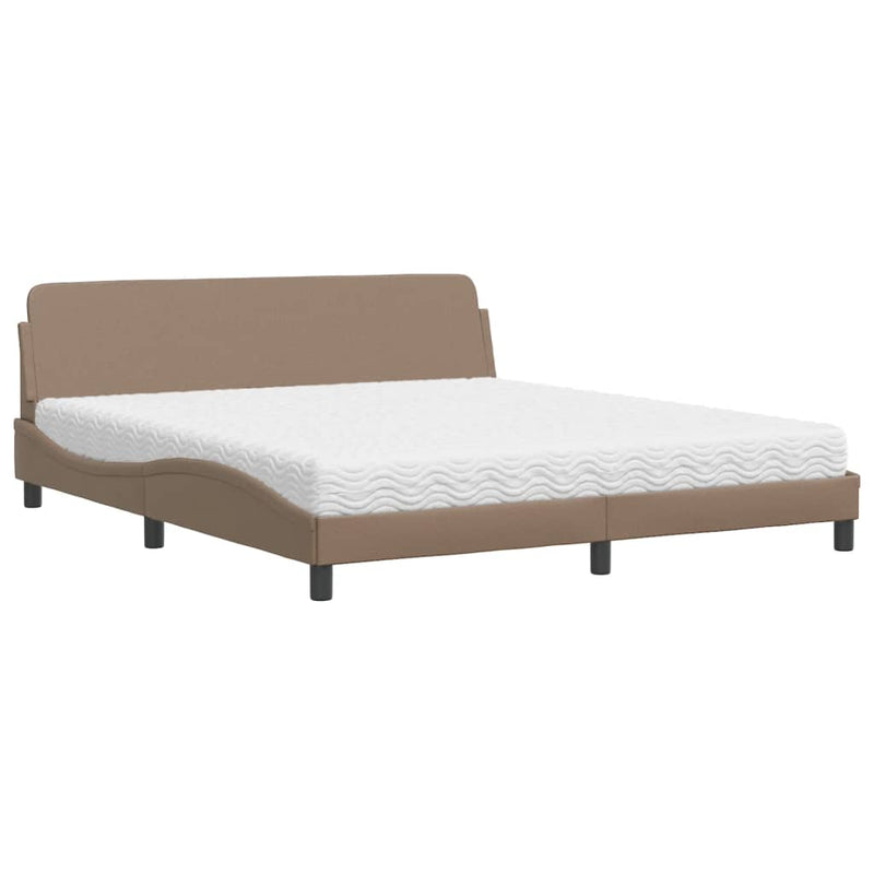 Bed met matras kunstleer cappuccinokleurig 180x200 cm