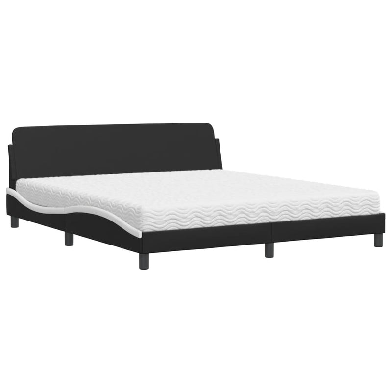 Bed met matras kunstleer zwart en wit 180x200 cm