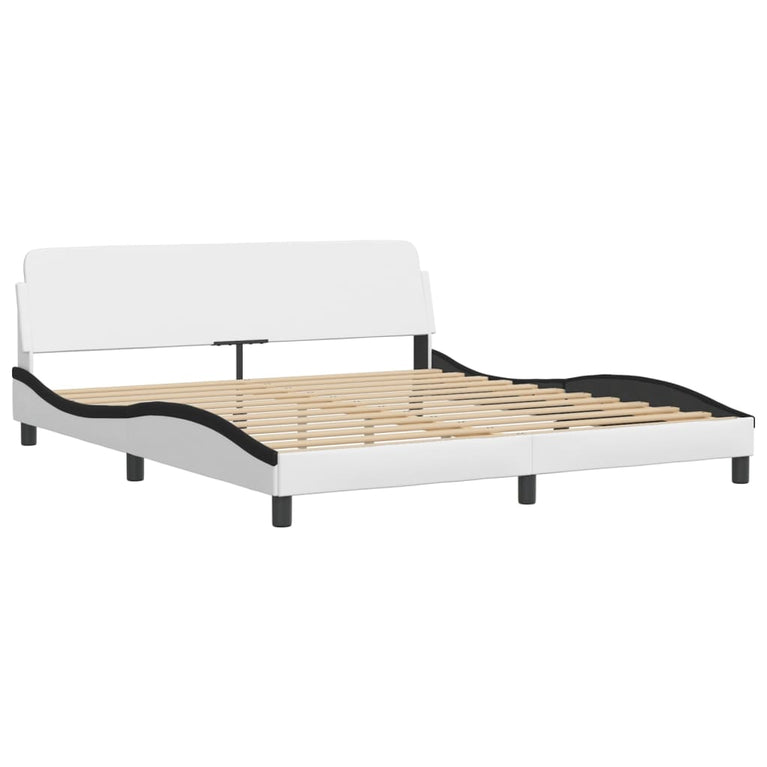 Bed met matras kunstleer wit en zwart 180x200 cm