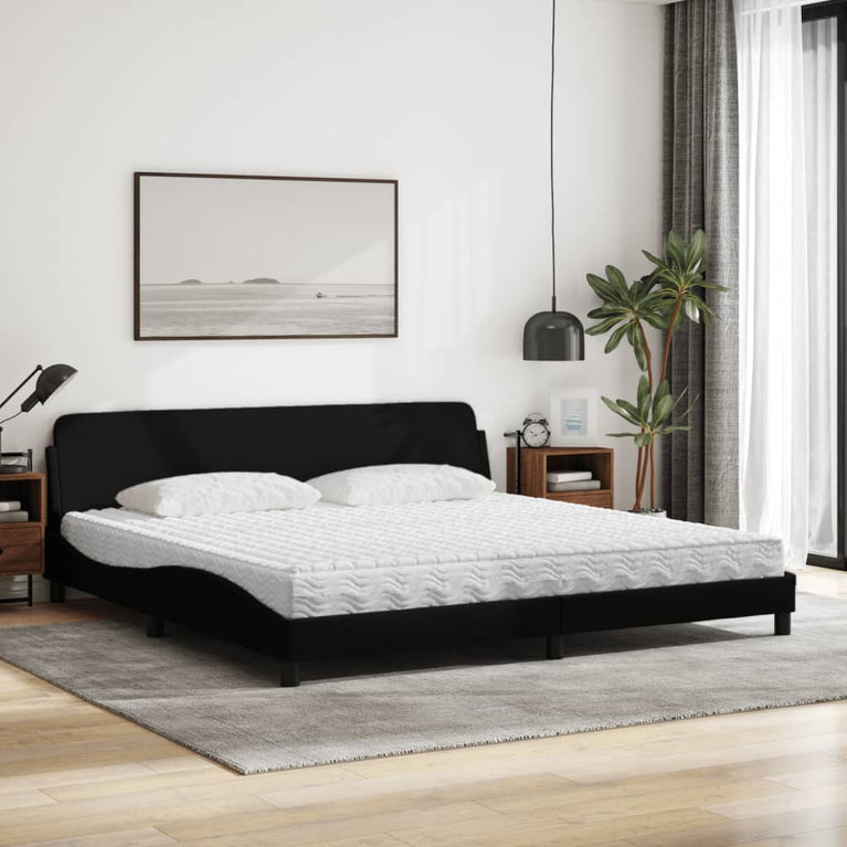Bed met matras stof zwart 200x200 cm
