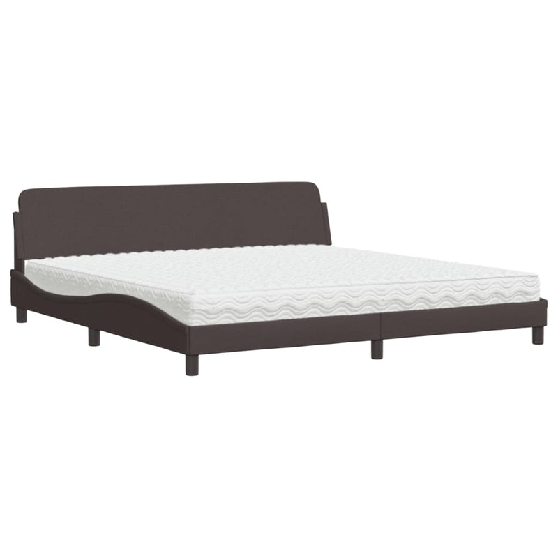 Bed met matras stof donkerbruin 200x200 cm
