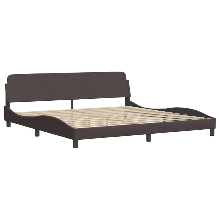Bed met matras stof donkerbruin 200x200 cm