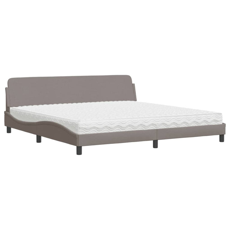 Bed met matras stof taupe 200x200 cm