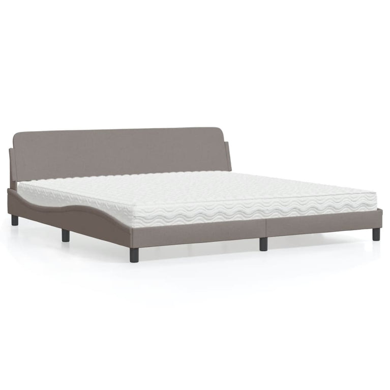 Bed met matras stof taupe 200x200 cm