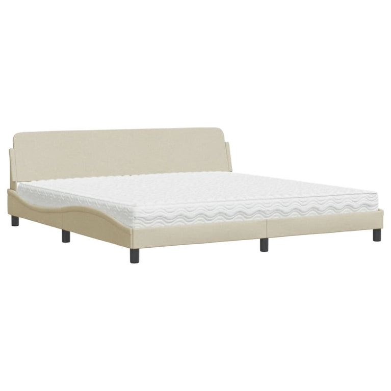 Bed met matras stof crèmekleurig 200x200 cm