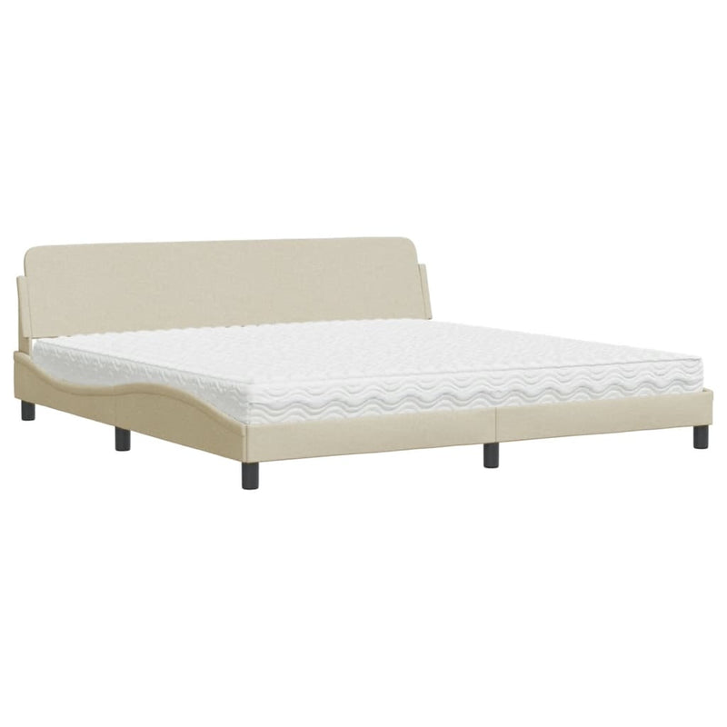 Bed met matras stof crèmekleurig 200x200 cm