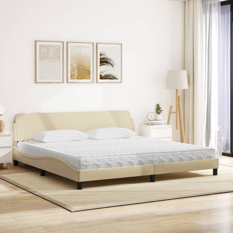 Bed met matras stof crèmekleurig 200x200 cm