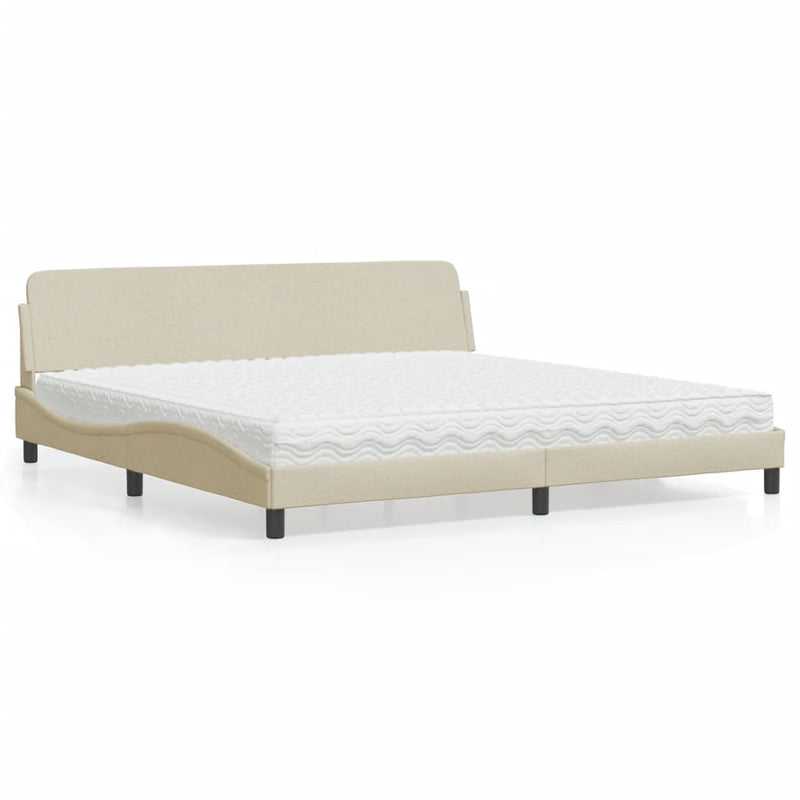 Bed met matras stof crèmekleurig 200x200 cm