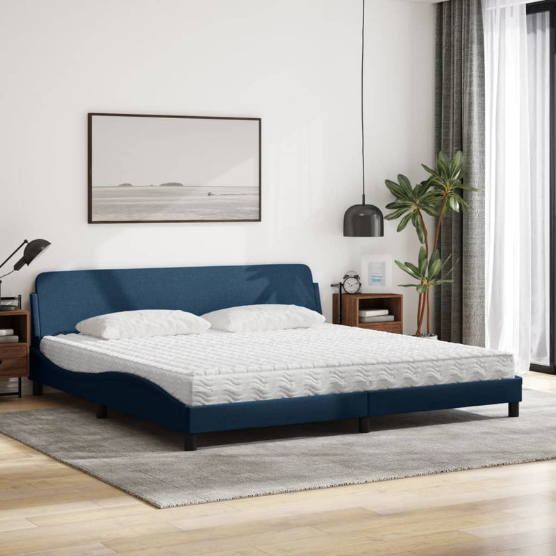 Bed met matras stof blauw 200x200 cm