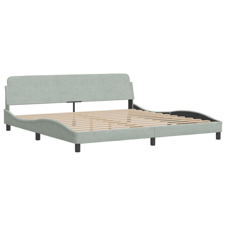 Bed met matras fluweel lichtgrijs 200x200 cm
