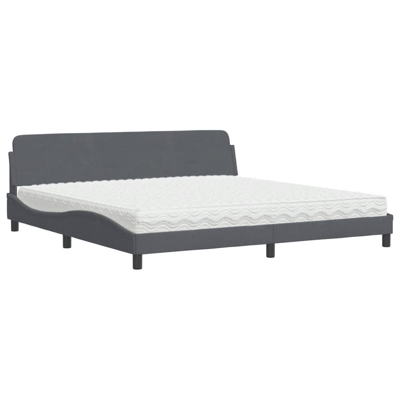 Bed met matras fluweel donkergrijs 200x200 cm