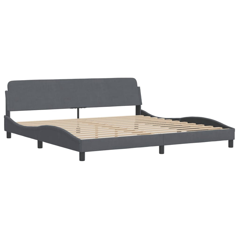 Bed met matras fluweel donkergrijs 200x200 cm