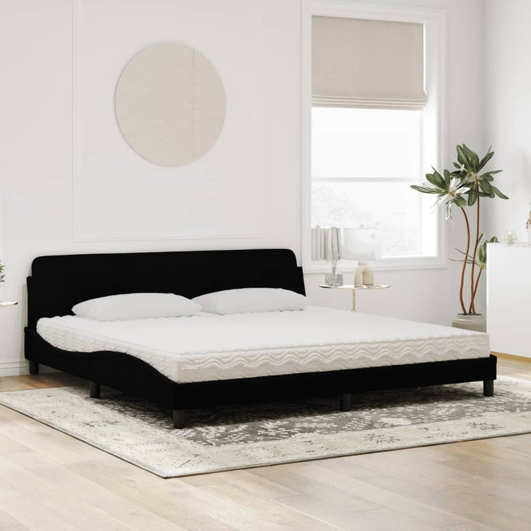 Bed met matras fluweel zwart 200x200 cm