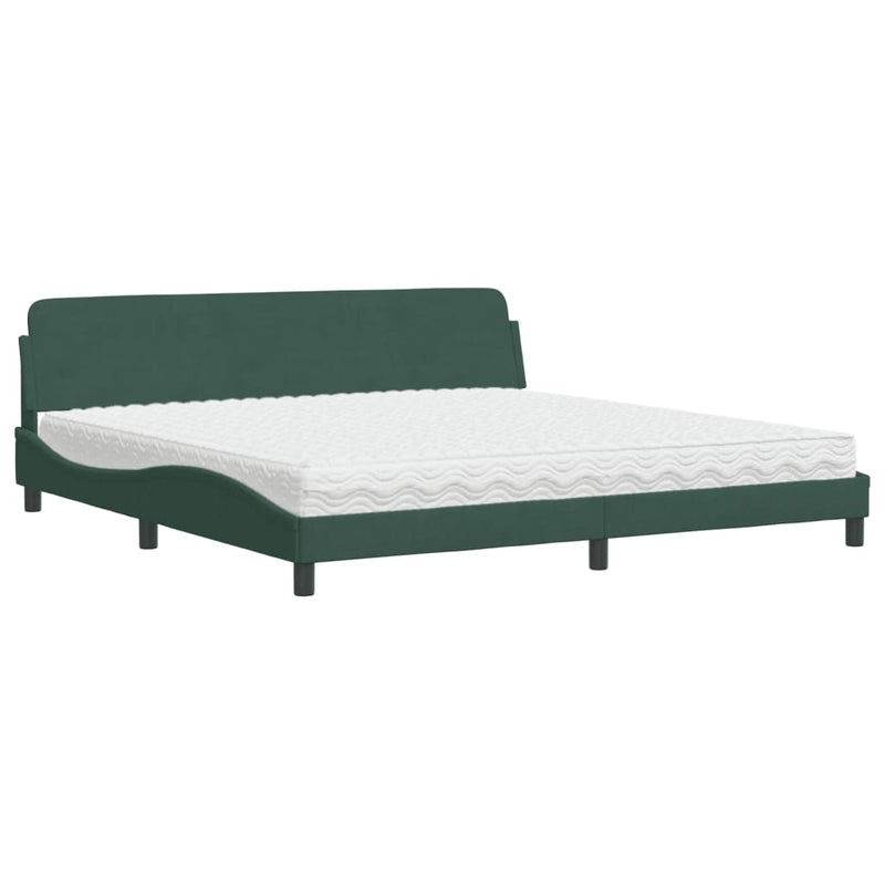Bed met matras fluweel donkergroen 200x200 cm