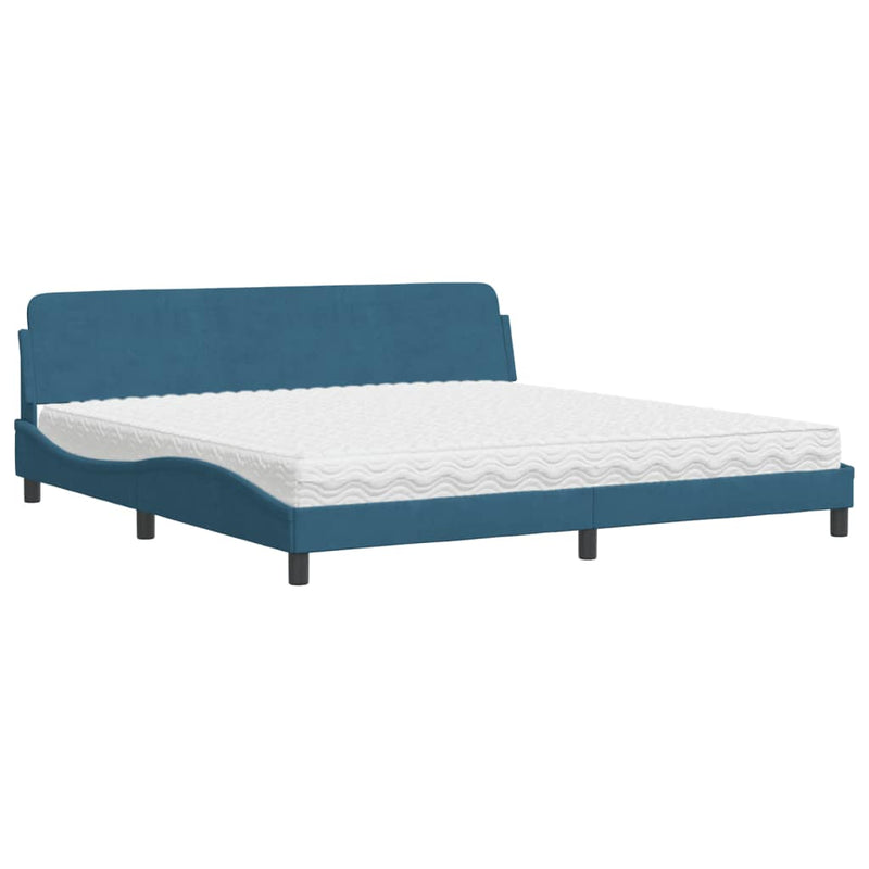 Bed met matras fluweel blauw 200x200 cm