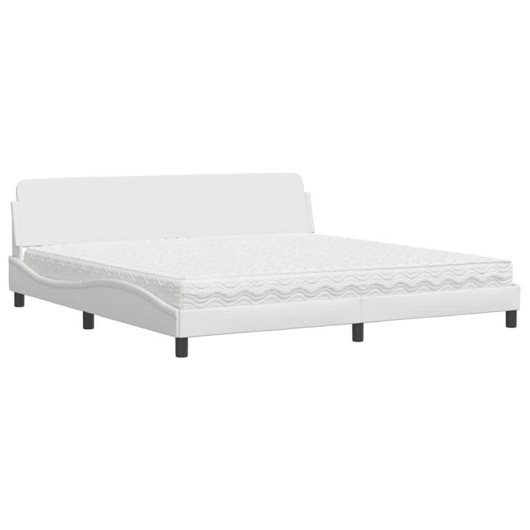 Bed met matras kunstleer wit 200x200 cm