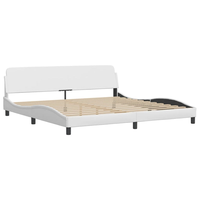 Bed met matras kunstleer wit 200x200 cm
