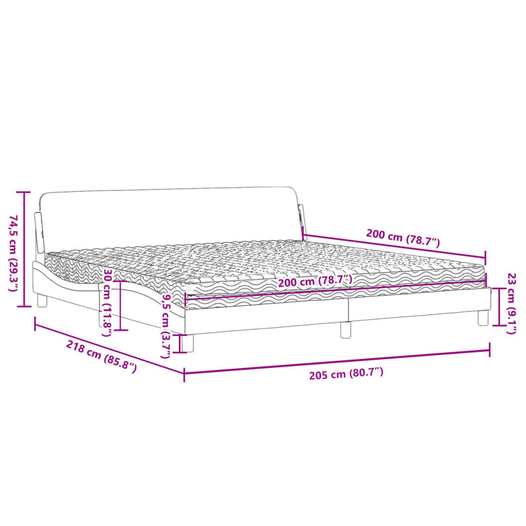 Bed met matras kunstleer wit 200x200 cm