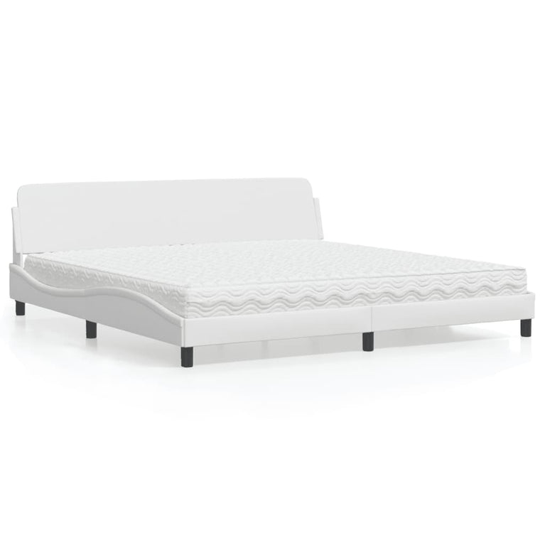 Bed met matras kunstleer wit 200x200 cm